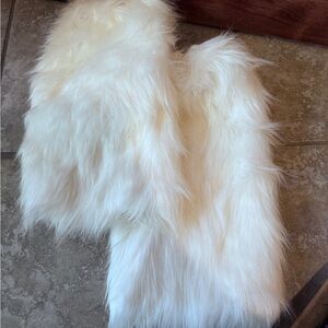 Faux Fur White Leggings/Leg Warmers
